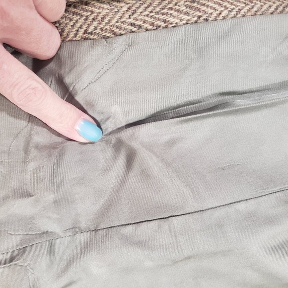 Vtg Harris Tweed Blazer Mens Brown Beige 44 Pure Scottish Wool Herringbone Tweed - Picture 9 of 16